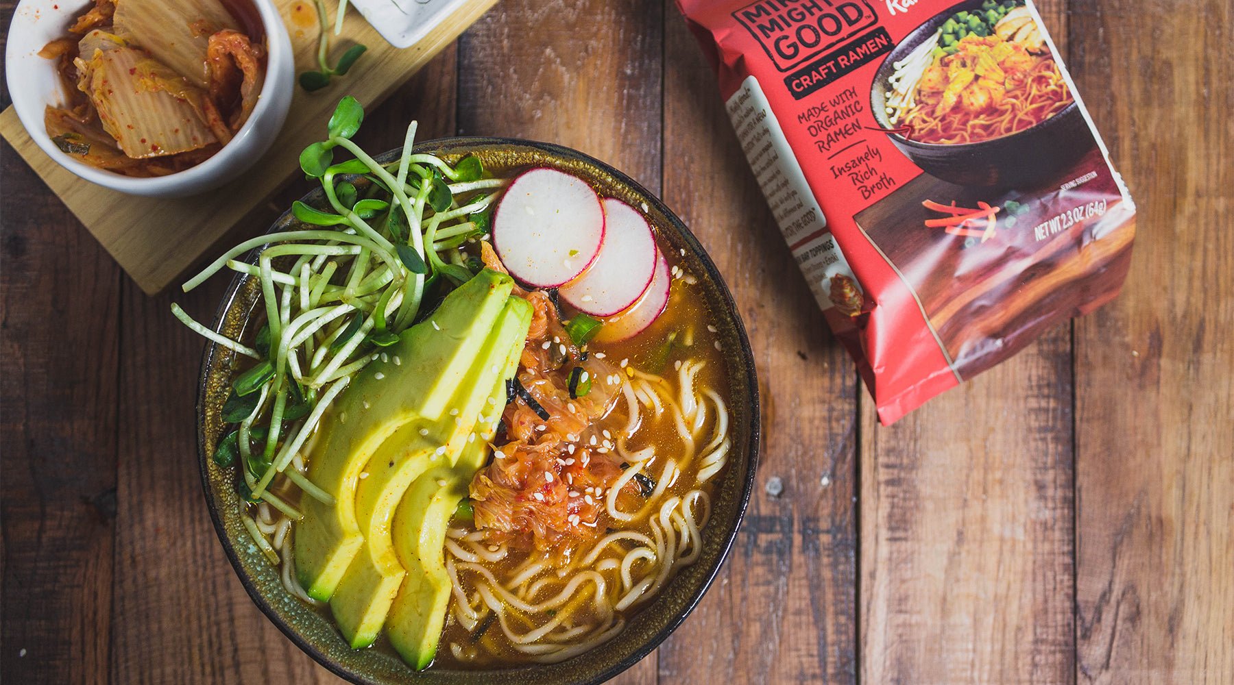 Vegan Avocado Kimchi Ramen Bowl – Mike's Mighty Good