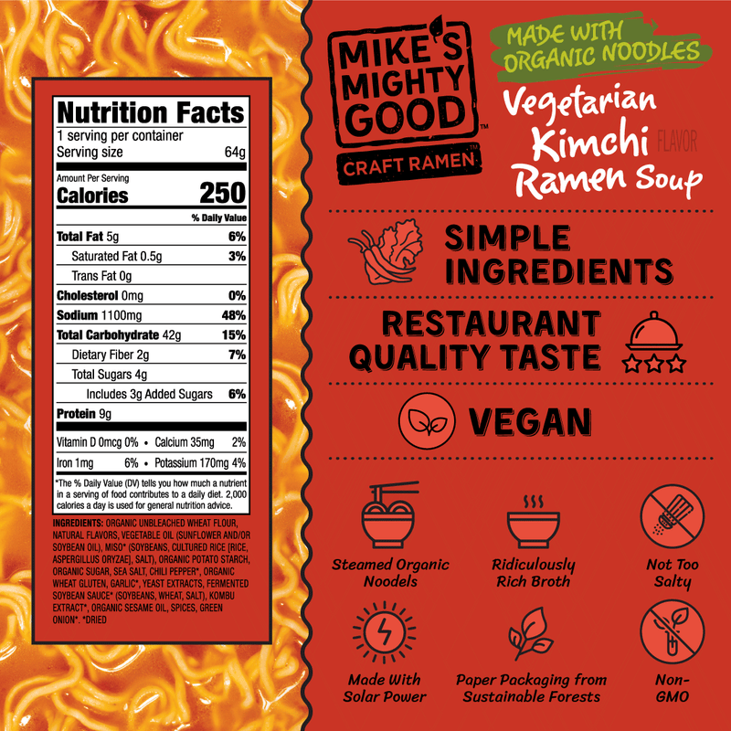 Kimchi Ramen Noodle Soup Pillow Pack - nutrition