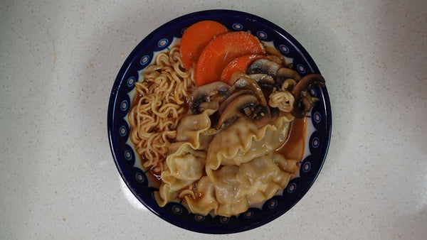 Dumpling soup with ramen noodles