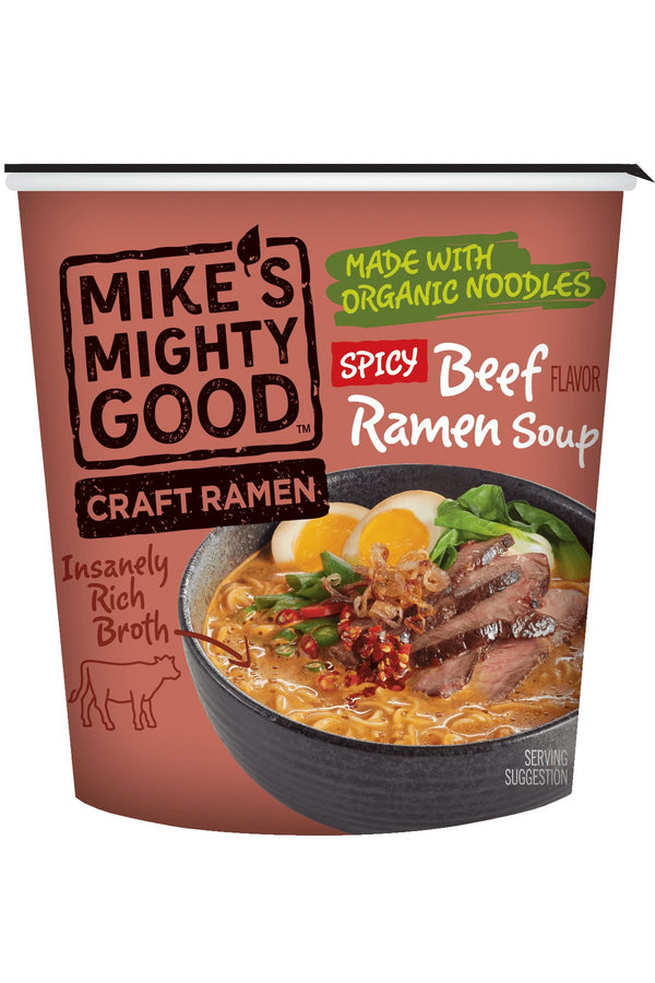 Spicy Beef Flavor Ramen Noodle Soup Cup Cup Mike's Mighty Good   