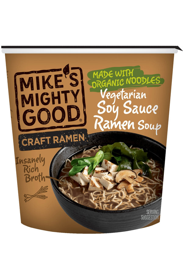 Vegetarian Soy Sauce Ramen Cup Soups & Broths Mike's Mighty Good   