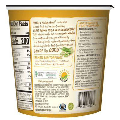 Chicken Bone Broth Flavor Ramen Noodle Soup Cup Cup Mike's Mighty Good