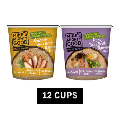 Chicken + Pork Bone Broth Ramen Cup Sampler Cup Mike's Mighty Good