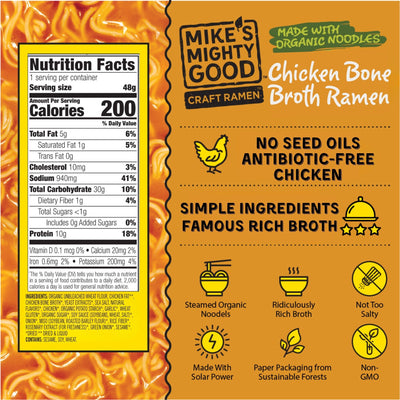 Chicken Bone Broth Flavor Ramen Noodle Soup Cup Cup Mike's Mighty Good