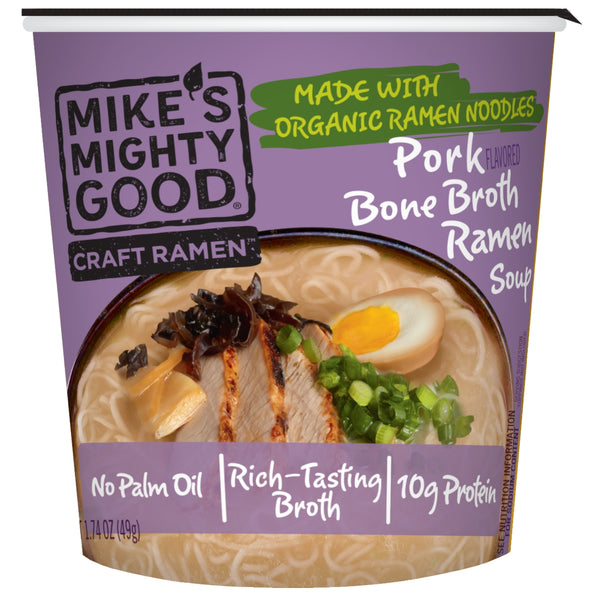 Pork Flavored Bone Broth Ramen Soup Cup – Mike's Mighty Good