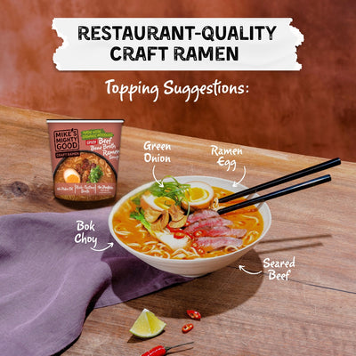 Spicy Beef Bone Broth Flavor Ramen Noodle Soup Cup Cup Mike's Mighty Good