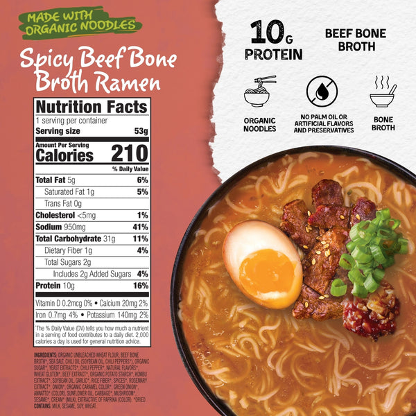 Spicy Beef Bone Broth Ramen Soup nutrition