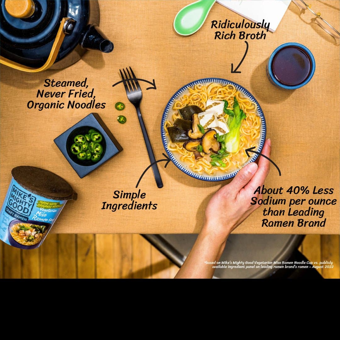 Vegetarian Miso Ramen Noodle Cup – Mike's Mighty Good