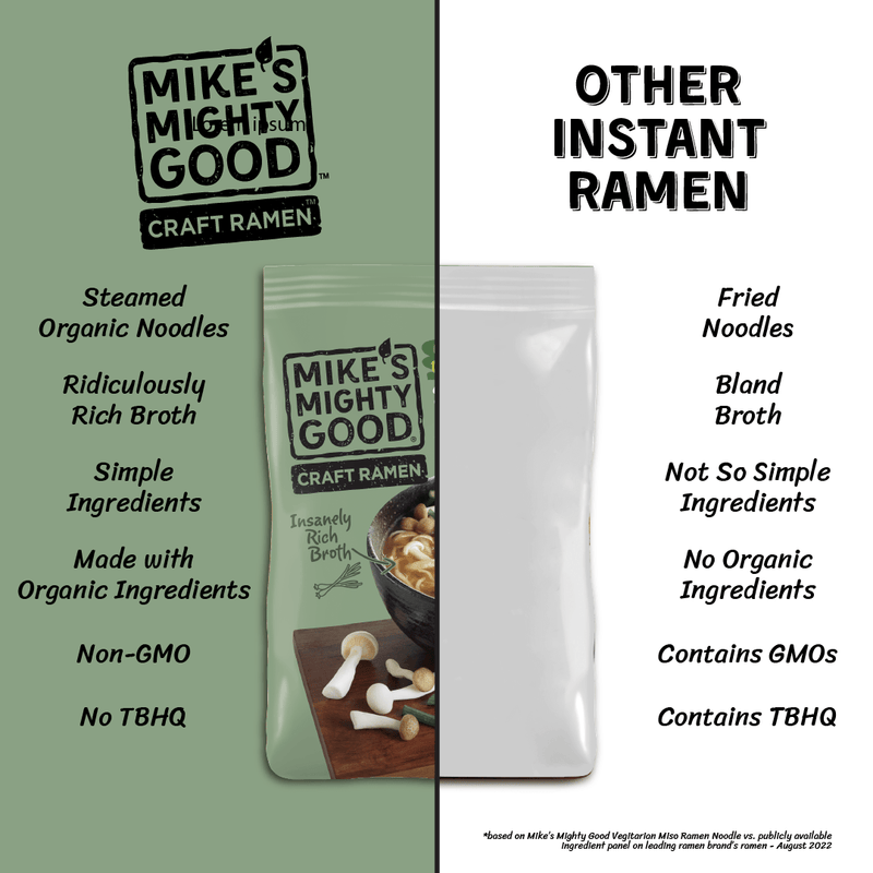 Vegetarian Miso Ramen Noodle Soup Pillow Pack vs other ramen