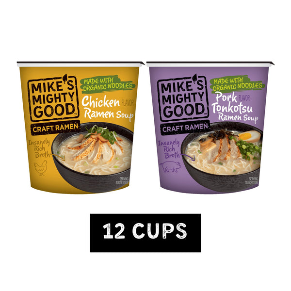 Mike's Mighty Good Chicken and Pork Ramen Noodle Soup Cup Sampler
