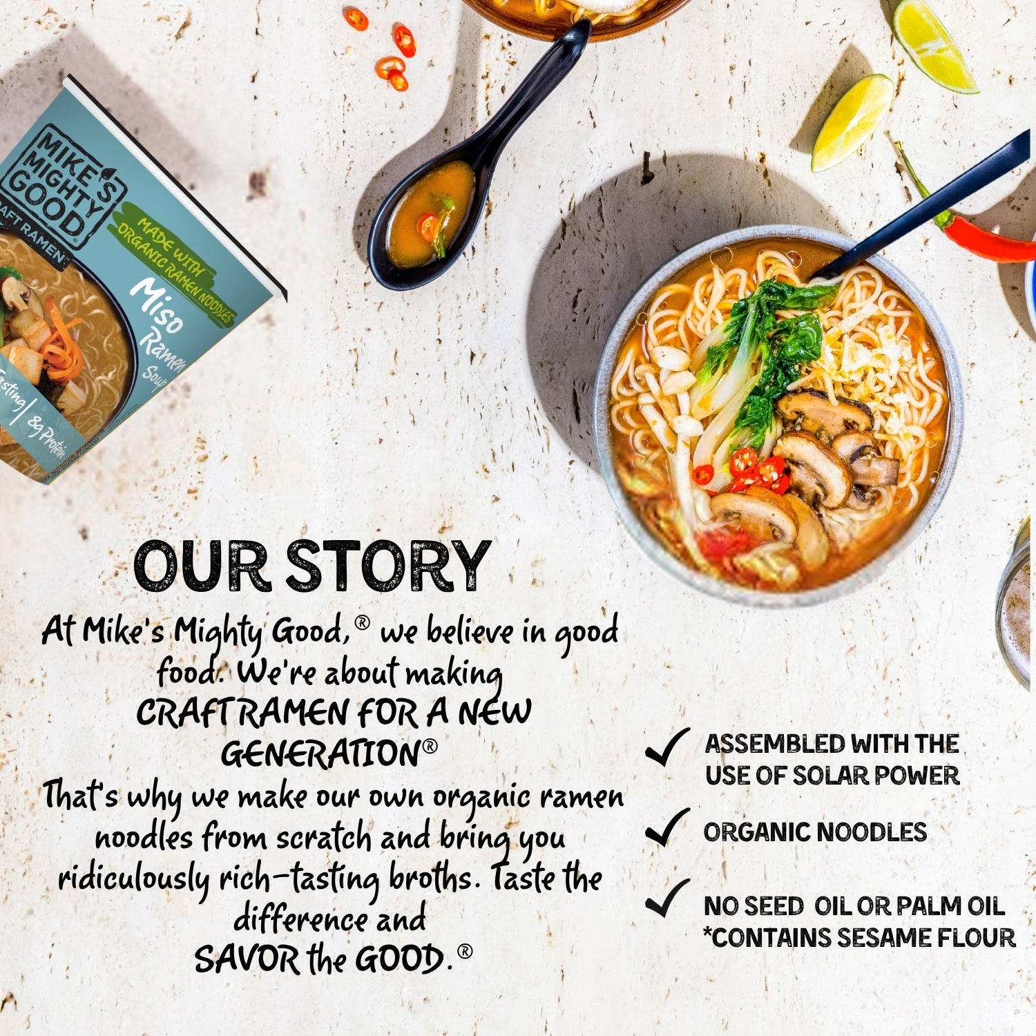 Vegetarian Miso Ramen Noodle Cup – Mike's Mighty Good