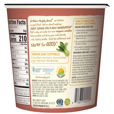 Spicy Beef Bone Broth Flavor Ramen Noodle Soup Cup Cup Mike's Mighty Good